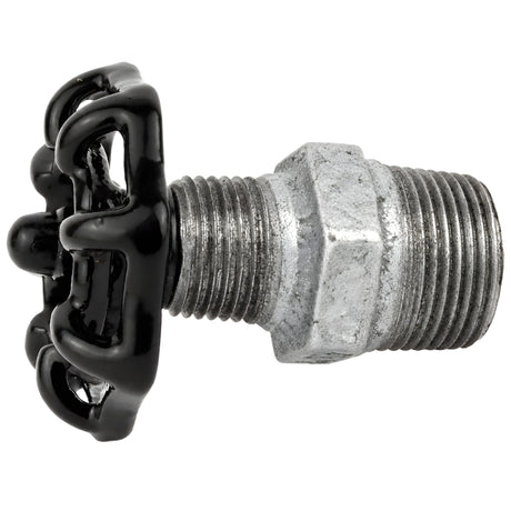 Sort håndhjul 52 mm på nippel, sort møtrik, fitting i galvaniseret støbejern