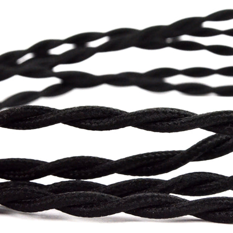 Câble électrique textile noir torsadé - câble torsadé pour lampe style vintage - vue 2