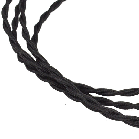 Câble électrique textile noir torsadé - câble torsadé pour lampe style vintage
