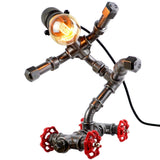 Lampe "Le Skateur" - lampe robot skateur en raccords de plomberie - vue 2