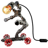 Lampe "Le Skateur" - lampe robot skateur en raccords de plomberie - vue 14