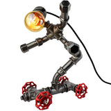 Lampe "Le Skateur" - lampe robot skateur en raccords de plomberie - vue 11