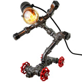 Lampe "Le Skateur" - lampe robot skateur en raccords de plomberie - vue 10