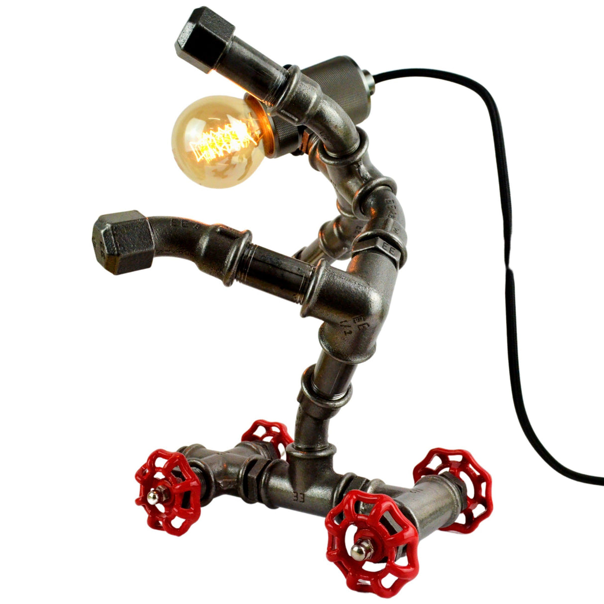 Lampe "Le Skateur" - lampe robot skateur en raccords de plomberie - vue 4