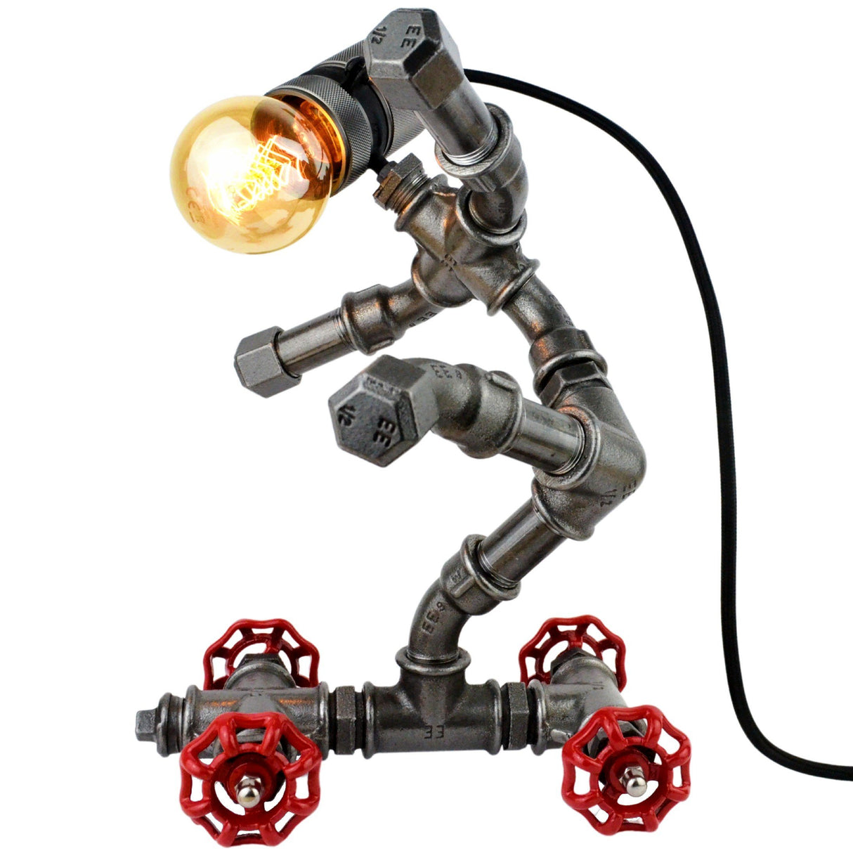 Lampe "Le Skateur" - lampe robot skateur en raccords de plomberie - vue 5