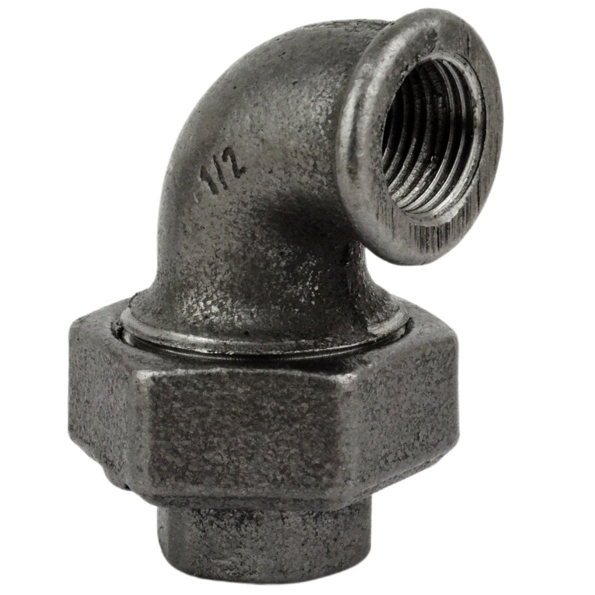 Coude Union F/F fonte noire - raccord union coudé pour plomberie décorative