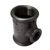 Raccord Té réduit fonte noire Fem/Fem/Fem