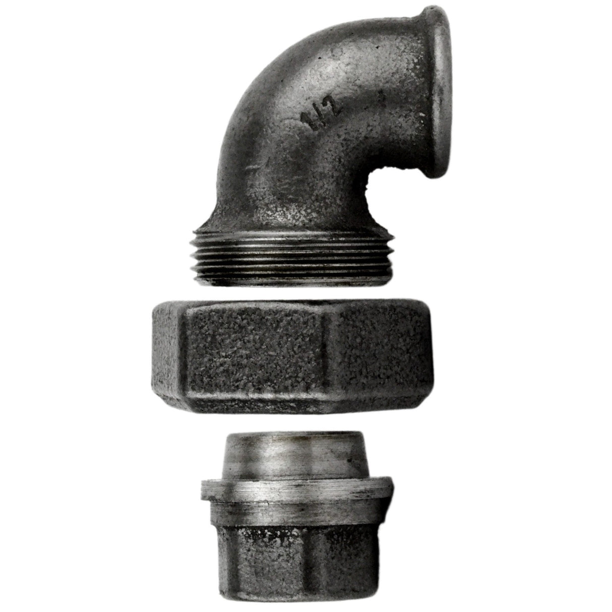 Coude Union F/F fonte noire - raccord union coudé pour plomberie décorative - vue 2