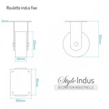 Roulette industrielle noire métal pour meuble