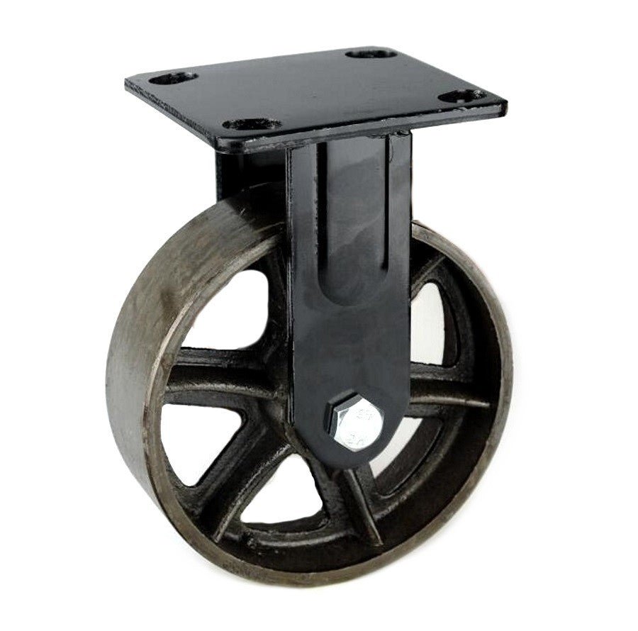 Roulette industrielle noire métal pour meuble Fixe